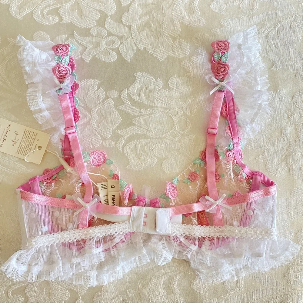 For love and lemon pink rose bra